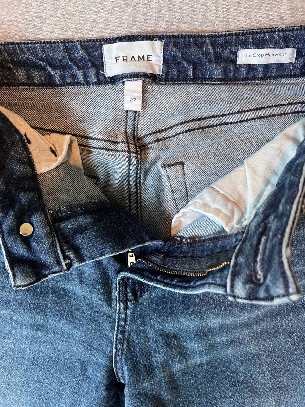 Frame Denim Women's Dark Blue Le Crop Mini Boot Sz 27 - Picture 6 of 7